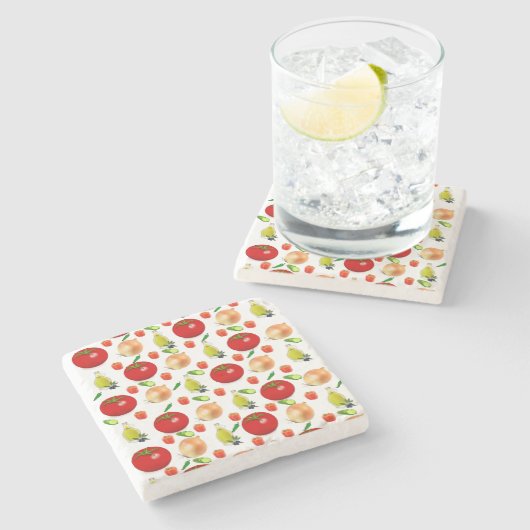 Fruchtsalat Marble Stone Untersetzer (Seitenansicht)