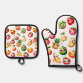 Fruchtsalat Ofenhandschuh & Topflappen-Set (Vorderseite)