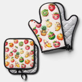 Fruchtsalat Ofenhandschuh & Topflappen-Set (Vorderseite/Rückseite)