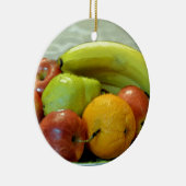 Fruchtschale, Orange, Apfel, Birne, Keramikornament (Rechts)