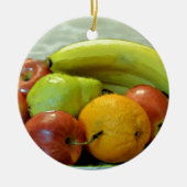 Fruchtschale, Orange, Apfel, Birne, Keramikornament (Vorne)