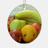 Fruchtschale, Orange, Apfel, Birne, Keramikornament (Links)