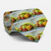 Fruchtschale, Orange, Apfel, Birne, Krawatte (Gerollt)