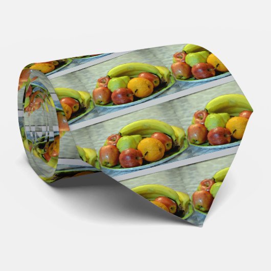 Fruchtschale, Orange, Apfel, Birne, Krawatte (Gerollt)