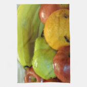 Fruchtschale, Orange, Apfel, Birne, Küchentuch (Vertikal)