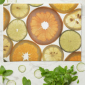 Fruchtscheiben Zitrusmuster orange gelb grün Geschirrtuch (Gefaltet)
