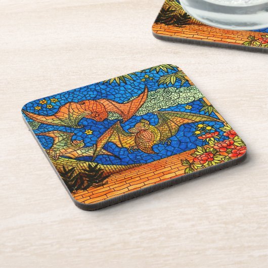 Fruchtschlaufe Vintag verklebte Glasmosaike Getränkeuntersetzer (Linke Seite)