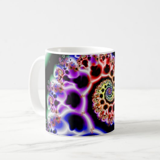 Fruchtschleifen | Rainbow Fraktal Art Wrap Kaffeetasse (Vorderseite Links)