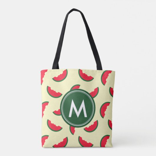 Fruchtsommer Red Watermelon Muster Monogram Tasche (Rückseite)