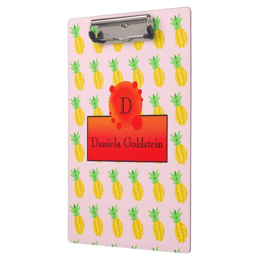 Fruchtspass Ananas Sonnenmilch-Monogramm Klemmbrett (Links)