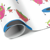 Fruchtspringen auf Trampolin Geschenkpapier (Rolleneckpunkt)