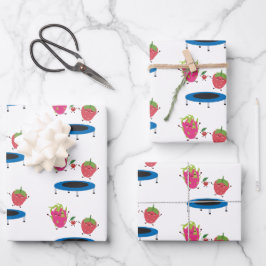 Fruchtspringen auf Trampolin Geschenkpapier Set