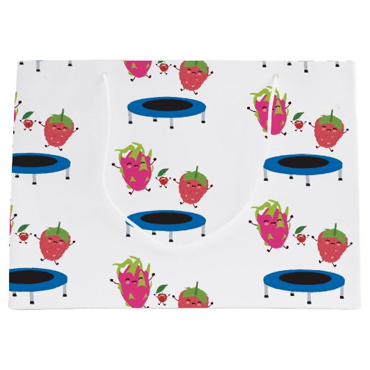 Fruchtspringen auf Trampolin Große Geschenktüte (Vorderseite)