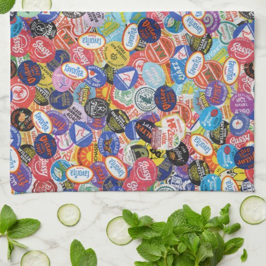 Fruchtstickermontage-Muster Geschirrtuch (Gefaltet)