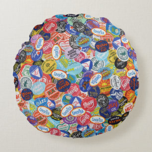 Fruchtstickermontage-Muster Rundes Kissen