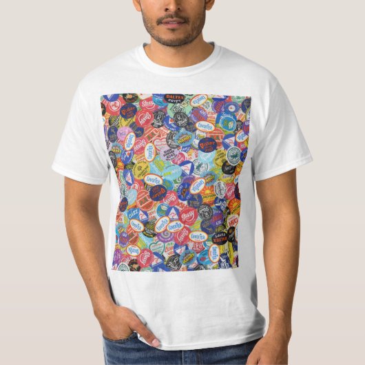 Fruchtstickermontage-Muster T-Shirt (Vorderseite)