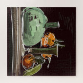 Fruchtwein-Grüne Vase mit Expressionist Puzzle (Horizontal)
