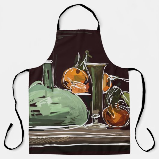 Fruchtwein-Grüne Vase mit Expressionist Schürze (Vorderseite)
