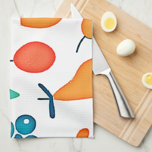 FruchtWhimsy: Verspieltes Muster Geschirrtuch (Viertel Falte)