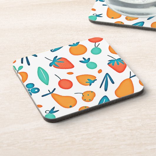 FruchtWhimsy: Verspieltes Muster Getränkeuntersetzer (Linke Seite)