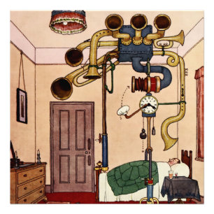 „Früh ins Bett“ Cartoon von W Heath Robinson Fotodruck