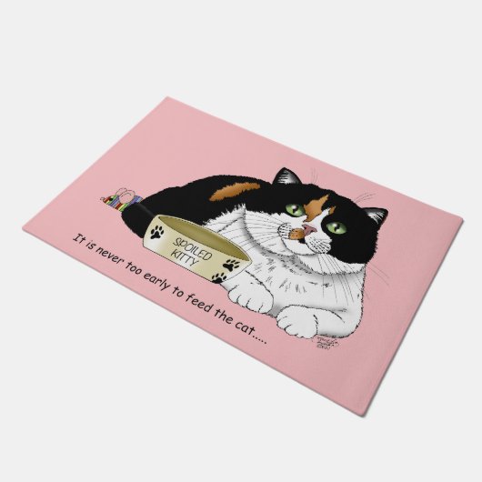 Früh Morgen Hunger Kitty Fußmatte (Schrägansicht)