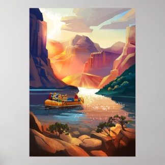 Früh morgens Raftingtour durch den Gran Canyon. Poster