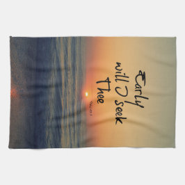 Früh will ich die Bibel Verse mit dem Ozean suchen Küchentuch