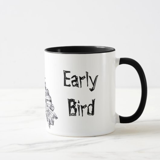 "Frühaufsteher-" prähistorische Vogel-Kunst Tasse (Rechts)