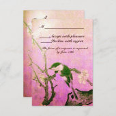 FRÜHBIR, BLUME BAUM MONOGRAM SILVER PINK UAWG RSVP KARTE (Vorne/Hinten)