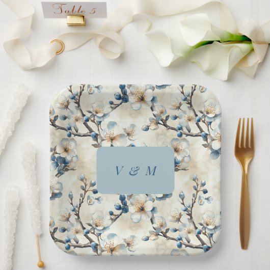 Frühblauer Blütenblut Hochzeit Pappteller (Hochzeit)