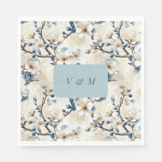 Frühblauer Blütenblut Hochzeit Serviette (Vorderseite)