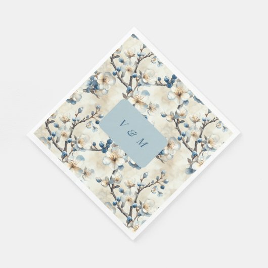 Frühblauer Blütenblut Hochzeit Serviette (Ecke)