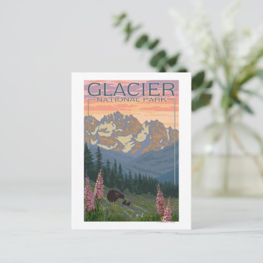 Frühblumen - Glacier National Park, MT Postkarte (Stehend Vorderseite)
