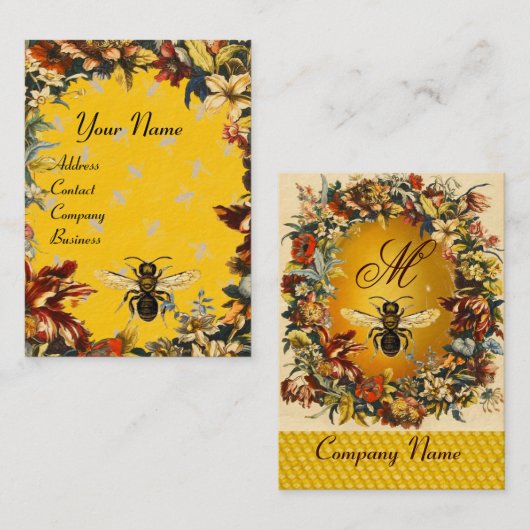 FRÜHBLUMEN HONEY BIE, BLÜHEN, RINGEN VISITENKARTE (Vorne/Hinten)