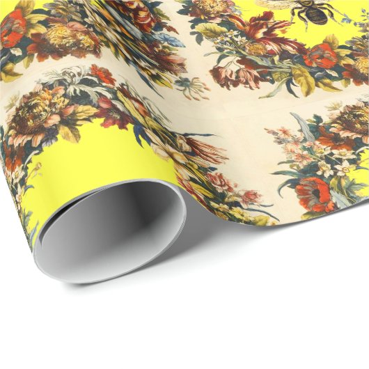 FRÜHBLUMEN HONEY BIE / RINDFLEISCHMONOGRAMM GESCHENKPAPIER (Rolleneckpunkt)