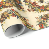 FRÜHBLUMEN HONEY BIE / RINDFLEISCHMONOGRAMM GESCHENKPAPIER (Rolleneckpunkt)
