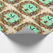 FRÜHBLUMEN HONEY BIE / RINDFLEISCHMONOGRAMM GESCHENKPAPIER (Ecke)