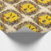 FRÜHBLUMEN HONEY BIE / RINDFLEISCHMONOGRAMM GESCHENKPAPIER (Ecke)