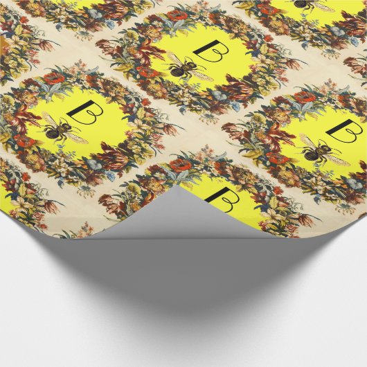FRÜHBLUMEN HONEY BIE / RINDFLEISCHMONOGRAMM GESCHENKPAPIER (Ecke)