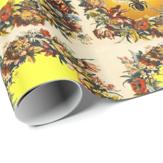 FRÜHBLUMEN HONEY BIE / RINDFLEISCHMONOGRAMM GESCHENKPAPIER (Rolleneckpunkt)