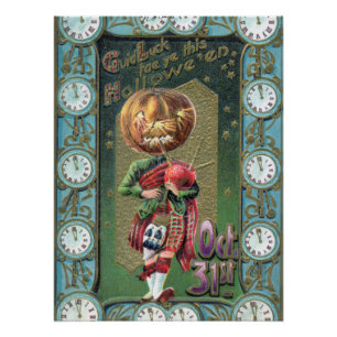 Frühe 1900er Vintage-Halloween-Grüße Poster