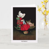 Frühe 1900's Mittwoch Sunbonnet Sue Gruß-Karte Karte (Gelbe Blume)