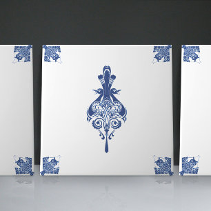 Frühe Art Nouveau Niederländische Delft-Blau-Kreat Fliese