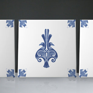 Frühe Art Nouveau Niederländische Delft-Blau-Kreat Fliese