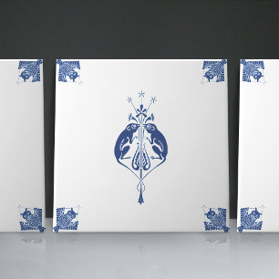 Frühe Art Nouveau niederländische Delft-Blau-Kreat Fliese