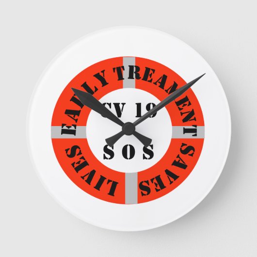 Frühe Behandlung Rette Leben Runde Wanduhr (Vorderseite)