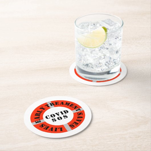 Frühe Behandlung Rette Leben Runder Pappuntersetzer (Vor Ort)