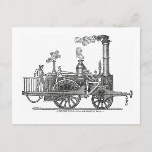 Frühe Dampflokomotive Postkarte