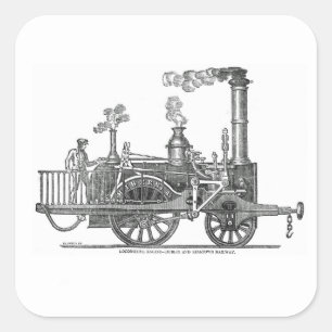 Frühe Dampflokomotive Quadratischer Aufkleber